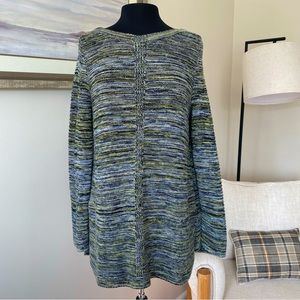 J. Jill Women's Multicolored Chunky Knit Tunic Sweater Boat Neck